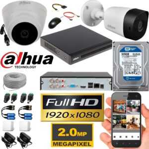 Camaras Seguridad Dahua Dvr 4ch + 2 Cámaras 1080p + D 320 Gb